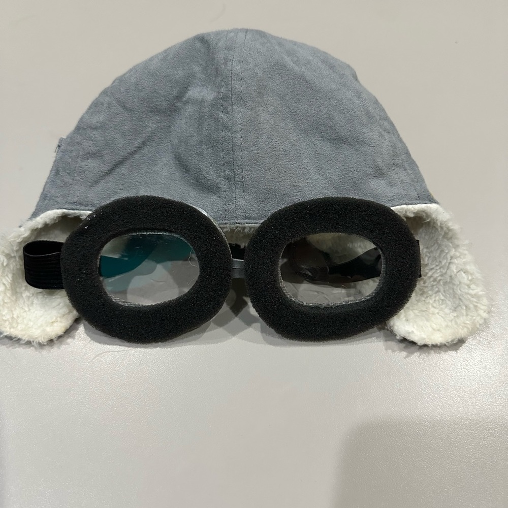 Rugged Butts Aviator Costume Hat Goggles faux fur interior Size 6-12 Months